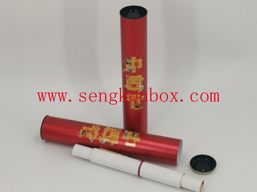 Chinese Couplet Painting Packaging Paper Tube with Metal End