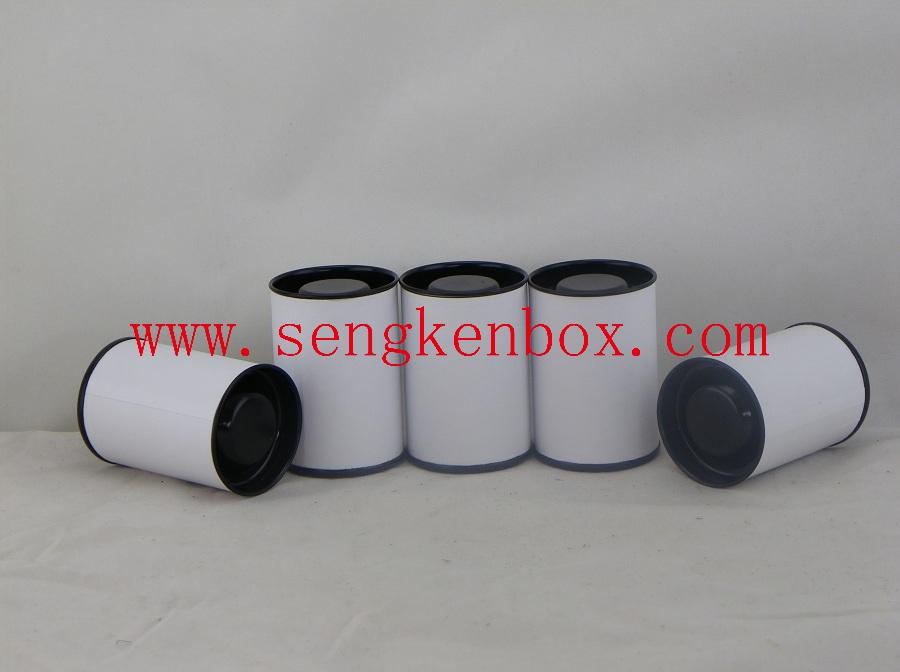 Small Diameter White Paper Tube Packaging with Black Metal Lid