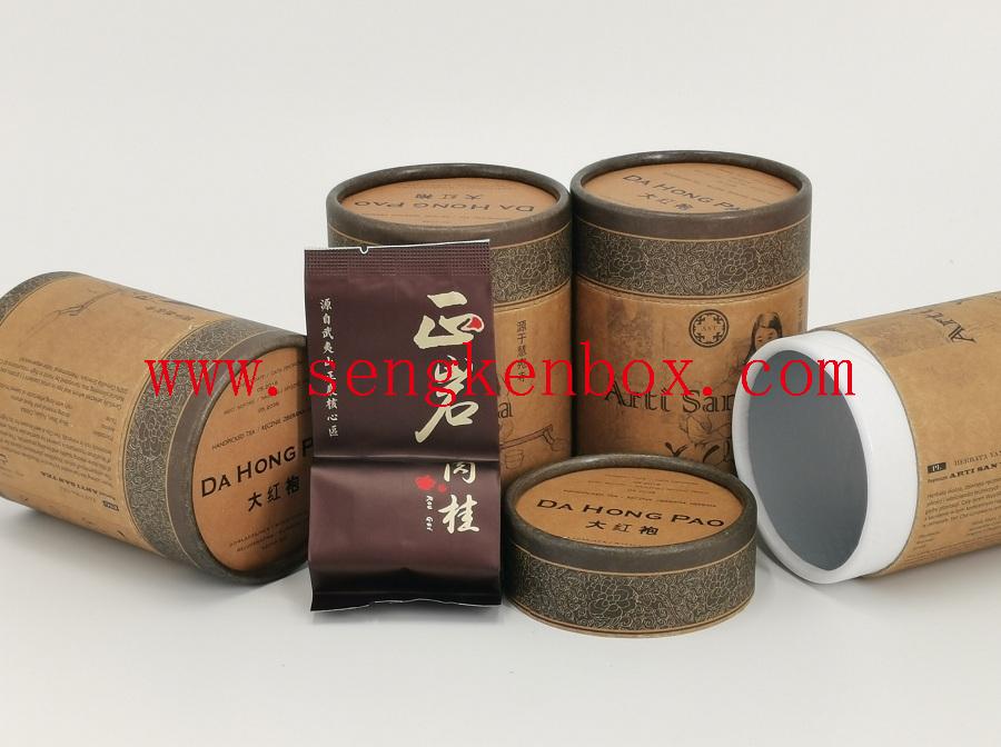 Da Hong Pao Tea Packaging Brown Kraft Paper Cardboard Cans