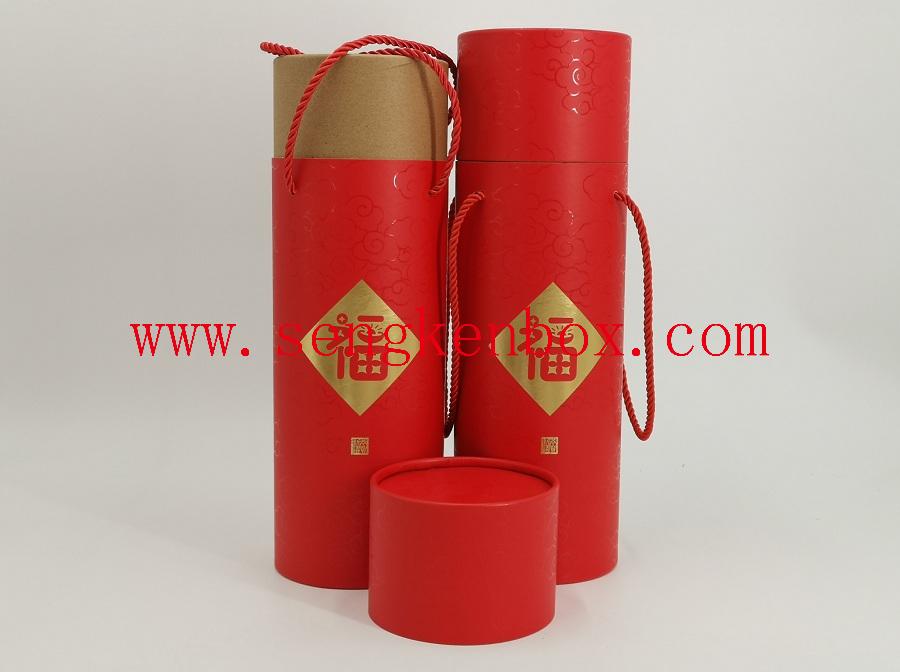 Round Painting Packaging Paper Tube with Rope