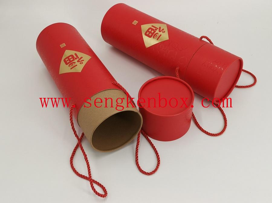 Round Painting Packaging Paper Cans with Rope