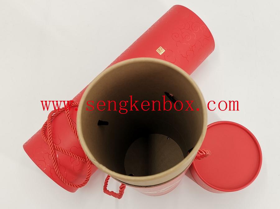 Round Painting Packaging Paper Canister with Rope