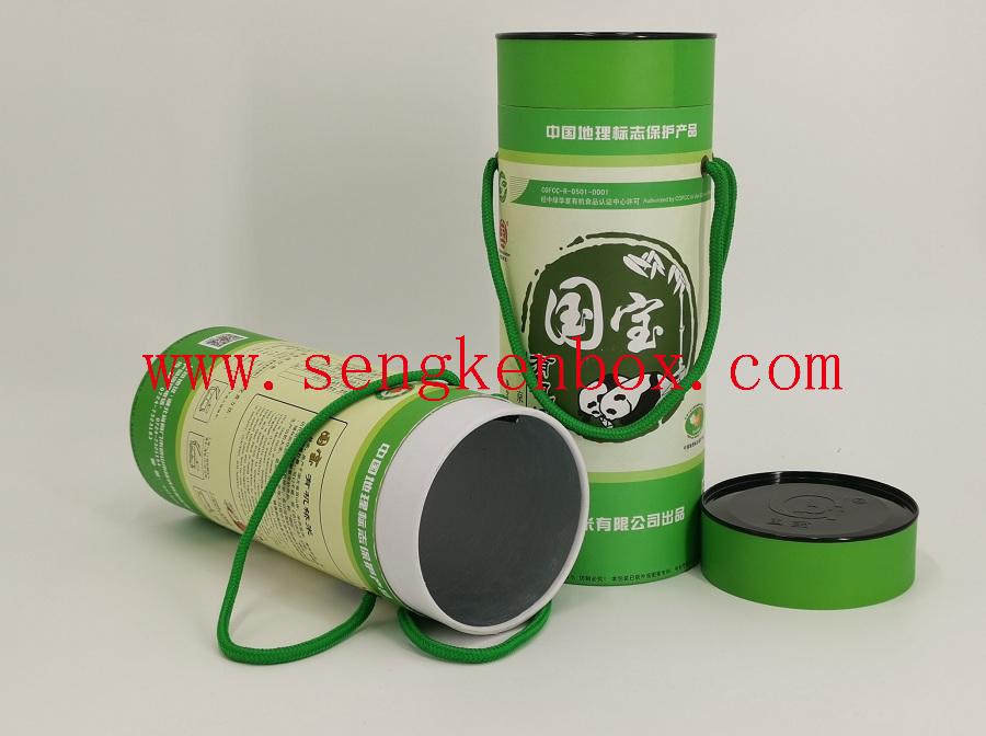 Rolled Edge Cardboard Metal Top Paper Rice Cans with Handle