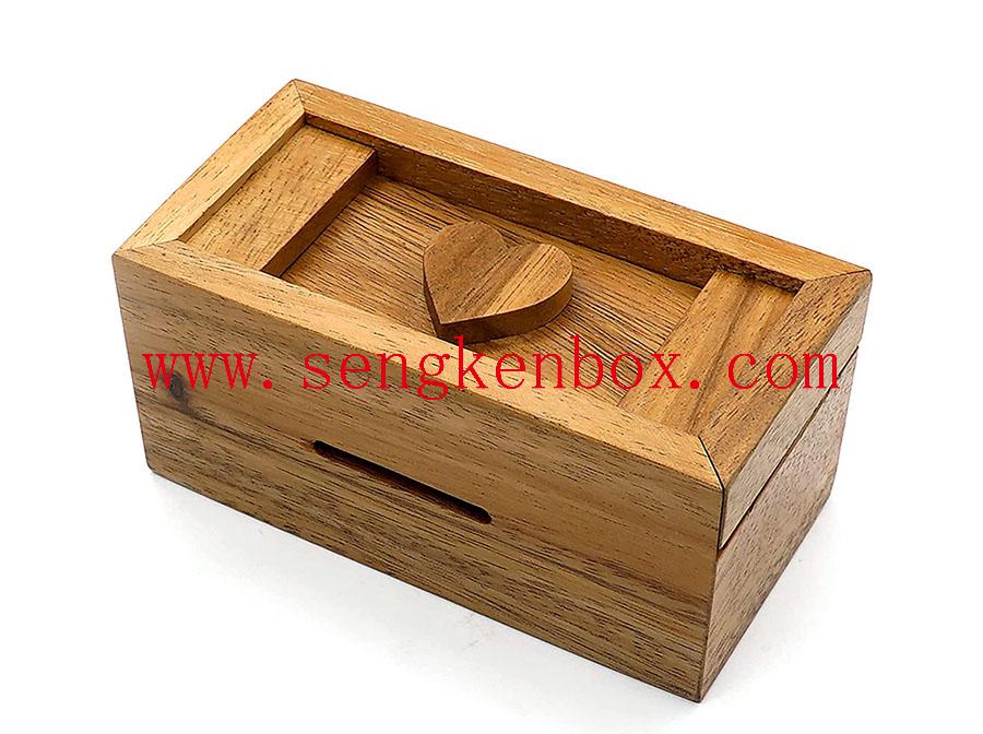 Storage Wooden Box With Pull Lid 
