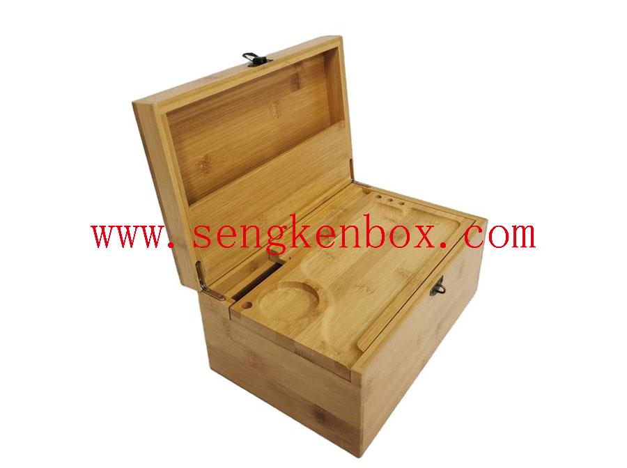 صندوق خشبي للتغليف مع صينية دوارة