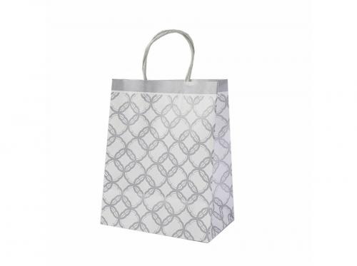 Silver Diamond Check Bag With Cotton Handle