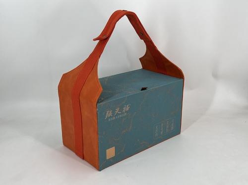 OEM و ODM Double Celadon Tea Jar Gift Box with Leather Handle للبيع
