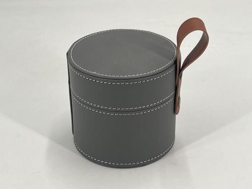 OEM و ODM Round leather box with handle for ceramic jar packaging للبيع