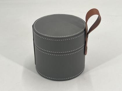 OEM و ODM Round leather box with handle for ceramic jar packaging للبيع
