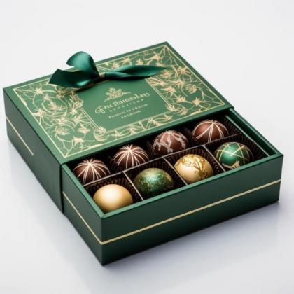 OEM و ODM Custom green drawer shaped christmas boxes with ribbon for chocolate packing للبيع