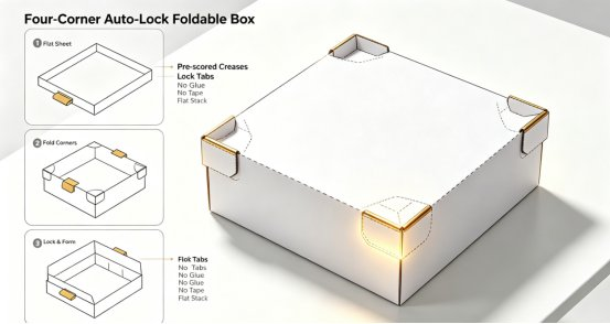 Four-Corner Auto-Lock Foldable Box
